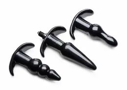 XR Brands Thrill Trio Black Multi-Shape Anal Plug Set with Vibration