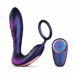 Hueman Black Hole analni vibrator i potporni prsten, 10 modova, silikon