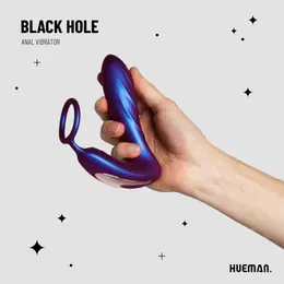 Hueman Black Hole analni vibrator i potporni prsten, 10 modova, silikon
