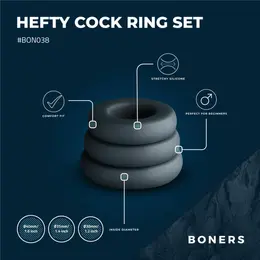 Boners Silicone Ring Set Large - Flexible 3-Piece Anatomical System