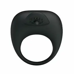 Pretty Love Vibrating Intimate Ring with Stimulating Tongue - Silicone, Black