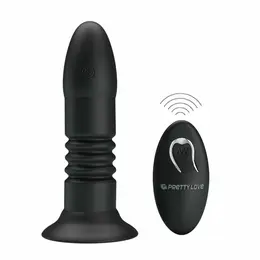 Magic Jingers silikonski vibrirajući i potiskujući plug sa daljinskim upravljačem, crni
