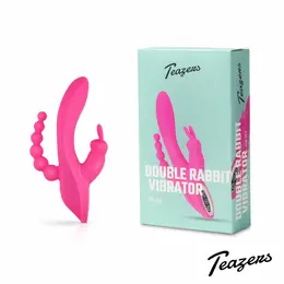 EasyToys Double Rabbit vodootporni intimni masažer roze boje dužine 21 cm sa USB punjenjem