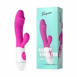Teazers Pink silikonski rabbit vibrator sa dvostrukom stimulacijom, 10 modova vibracije, vodootporan