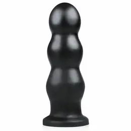 BUTTR Tactical III Veliki rebrasti intimni plug sa ravnom vakuum bazom Crni