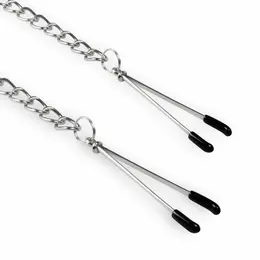 EasyToys podesive pincetne stezaljke za bradavice sa metalnim lancem - Crna