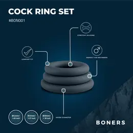 Boners Silicone Ring Set siva 3 veličine fleksibilan materijal prijatan za kožu