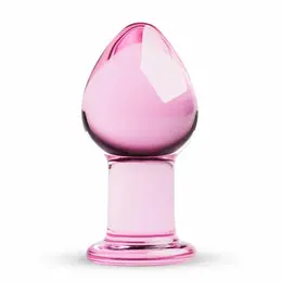 Glas Pink Medium analni stakleni čep - glatki borosilikat, 4,3 cm