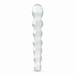 Glas No. 19 Intimni stakleni masažni štapić - dvostrani, sa perlama, prozirni