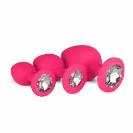 EasyToys Silicone Jewel Plug Set Pink – 3 veličine, dekorativna baza