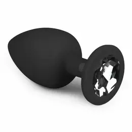 EasyToys Dijamantski Čep Veliki Crni - Silikonski Intimni Čep sa Draguljem
