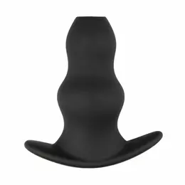Ouch! Silicone Hollow Plug Medium - Mekan fleksibilan dizajn, crna