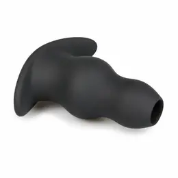 Ouch! Silicone Hollow Plug Medium - Mekan fleksibilan dizajn, crna
