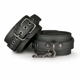EasyToys lisice za gležnjeve od veštačke kože, podesive, crne 13-30cm