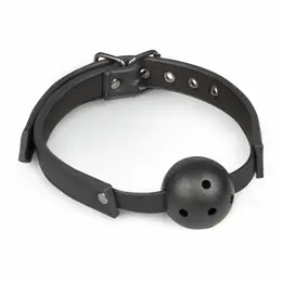 Easytoys podesivi PVC kuglični gag crni - udobna traka od veštačke kože