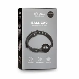 Easytoys podesivi PVC kuglični gag crni - udobna traka od veštačke kože