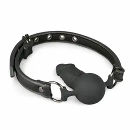 EasyToys silikonski sistem kuglični gag podesiv 60 cm crni 9,5 cm umetljivo