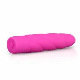 EasyToys Pink Silicone Intimate Massager with Twisted Shaft 18 cm