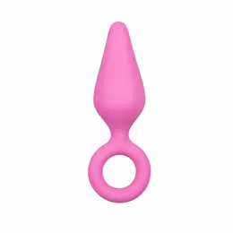 EasyToys Pink Silicone Intimate Plug with Pull Ring - Medium Size