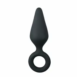 EasyToys Silikonski Čep Srednji sa Prstenom za Povlačenje - Crni, Ergonomski Dizajn