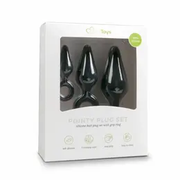 EasyToys Silikonski Set Čepova Crni - 3 Veličine sa Ergonomskim Prstenom za Povlačenje