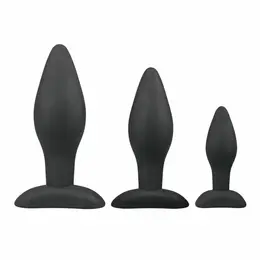 EasyToys Silikonski Set za Analni Trening Čepova Crni - 3 Veličine, Fleksibilan Dizajn