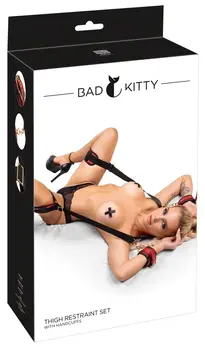 Bad Kitty luksuzni set za sputavanje vrata i butina u crno crvenoj boji, podesiv, od kvalitetne PU kože