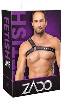 ZADO muški kožni harness S-L podesivi crni detalj za grudi