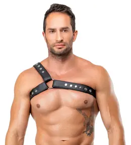 ZADO muški kožni harness XL-2XL podesivi crni kaiš od goveđe kože