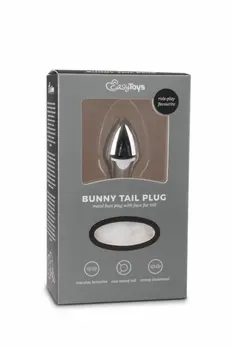 EasyToys Aluminijumski čep sa belim pahuljastim zečjim repom - Srednja veličina