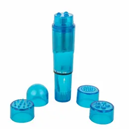 EasyToys Pocket Rocket Plavi - Kompaktni Masažer sa Više Dodataka