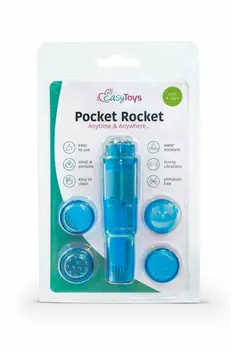 EasyToys Pocket Rocket Plavi - Kompaktni Masažer sa Više Dodataka