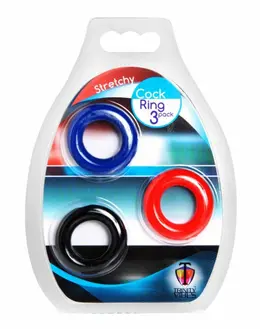 XR Brands Trinity Vibes Set of 3 Ultra-Stretch Performance Rings Black