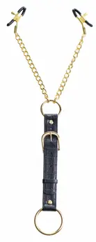 Master Series Zlatni Lanac Podesive Stege za Bradavice i Prsten Set 62cm