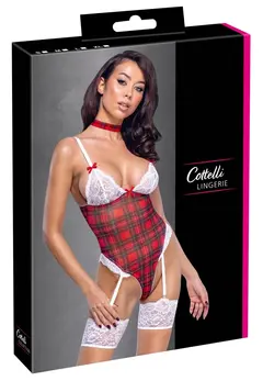 Cottelli Lingerie karirani bodi XL sa podesivim podvezicama i ogrlicom