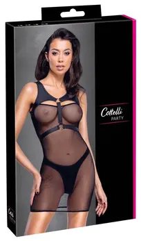 Cottelli PARTY mini haljina i mat pojas sa gaćicama XL crni set