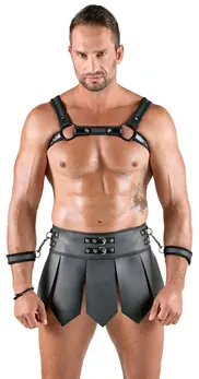 Svenjoyment Bondage Gladijator Set 2XL - Grudi Harness i Suknja, Crni Mat