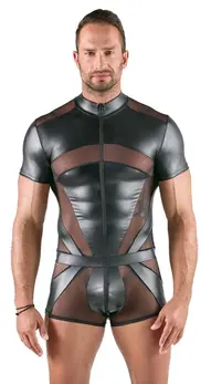 Svenjoyment Muski Crni Powernet Playsuit L sa 3-Smernim Rajsfeslusom