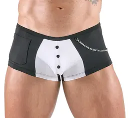 Svenjoyment Muske Rastegljive Pantalone Konobarskog Stila, Crno-Bele, Velicina S
