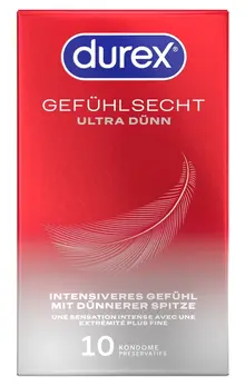 Durex Gefuhlsecht Ultra Tanki 10-Pak Premium Lateks Kondomi 56mm