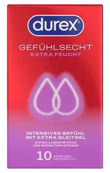Durex Gefuhlsecht XtraFeucht 10kom Anatomski Ekstra Lubricirani Kondomi