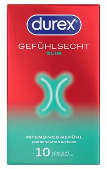 Durex Gefuhlsecht Slim 10-pak Anatomski Tanki Lateks Kondomi