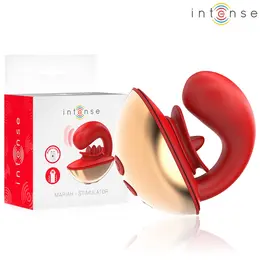 INTENSE Mariah U-Shape Vibrator & Dual Stimulator 10 Modes Red Silicone