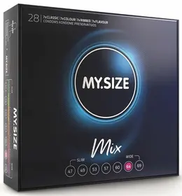 MY.SIZE 64 mm - Mixed Variety Latex Condoms, 28-Pack, Vegan, Extra Wide