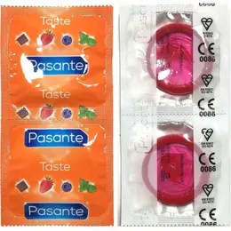 Pasante Strawberry Flavour crveni lateks kondomi 144-Pack, 53 mm, glatka površina