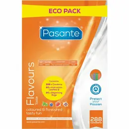 Pasante Eco Pack Flavors Raznovrsni Kondomi 288 kom - Čokolada, Nana, Borovnica, Jagoda