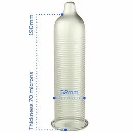 Pasante Calor Grejni Efekat Lateks Kondomi 52mm 144-Pakovanje Transparentni Rebrasti