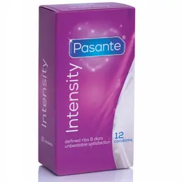 Pasante Ribs & Dots Intensity 12 komada – Teksturirani lateks kondomi, 52mm
