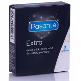 Pasante Extra Premium Ekstra Debeli Lateks Kondomi 3-Pack, 52mm, Prirodna Boja