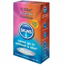 Skins Assorted 12-Pack Premium Latex Intimate Protection, Variety Selection